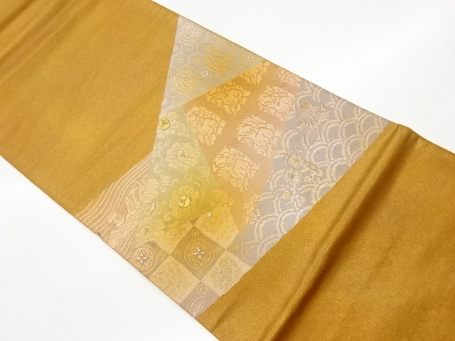 リサイクル　切り嵌め風名物裂模様織出し袋帯